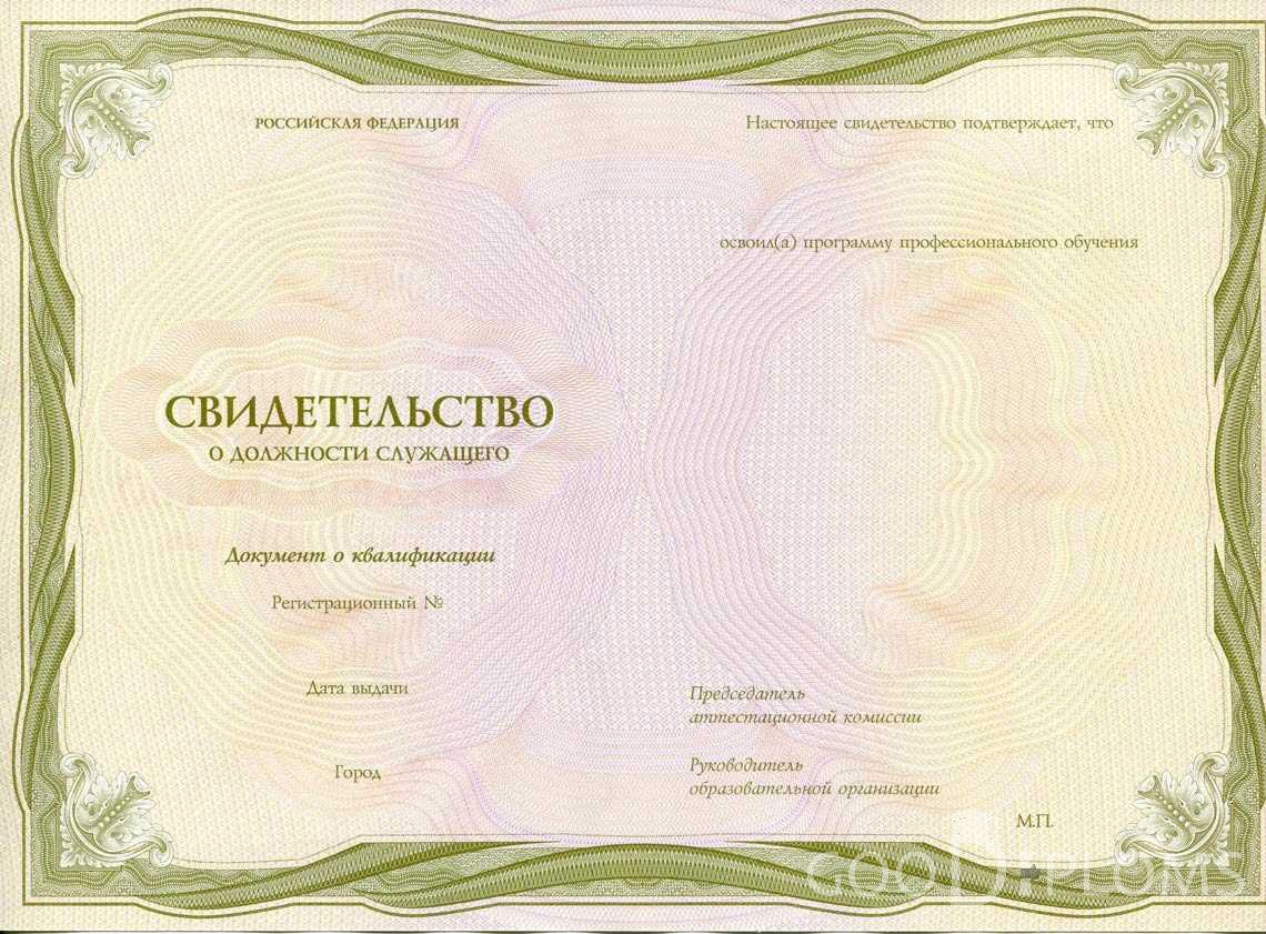 Свидетельство о Должности Служащего период выдачи 1999-2020 -  Винницу