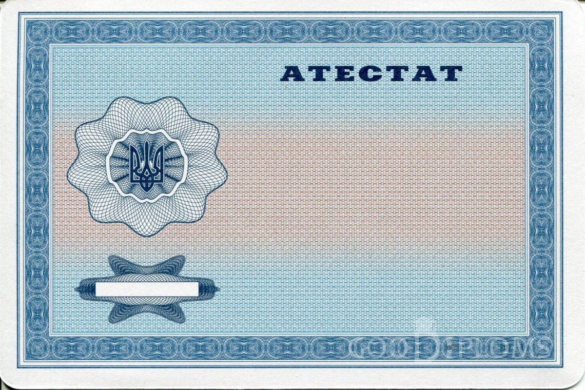 Украинский аттестат за 11 класс - Обратная сторона- Винницу
