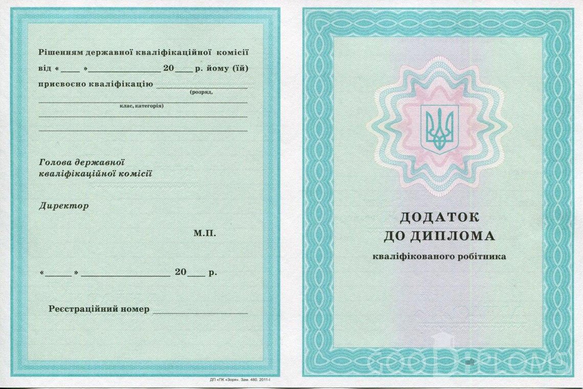 Украинский диплом пту - приложение - Винницу