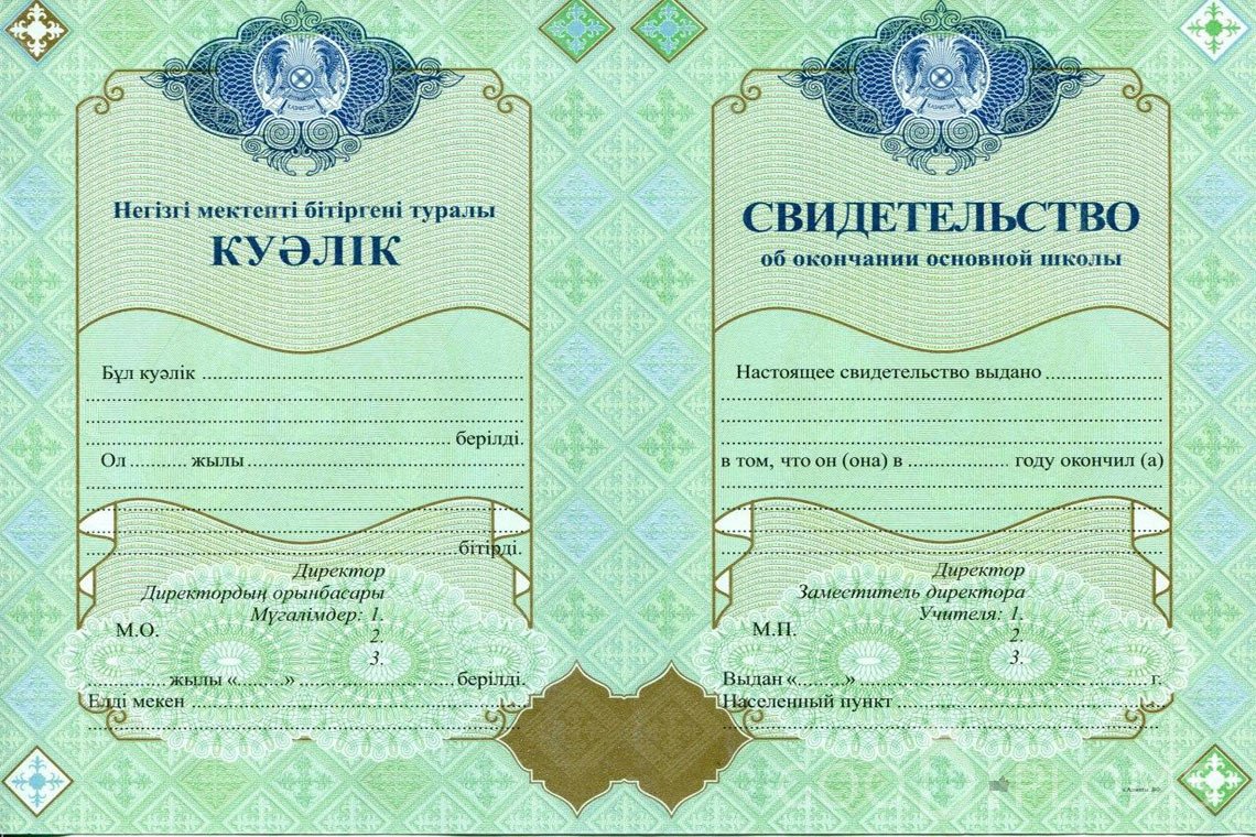 Казахский аттестат за 9 класс - Винницу